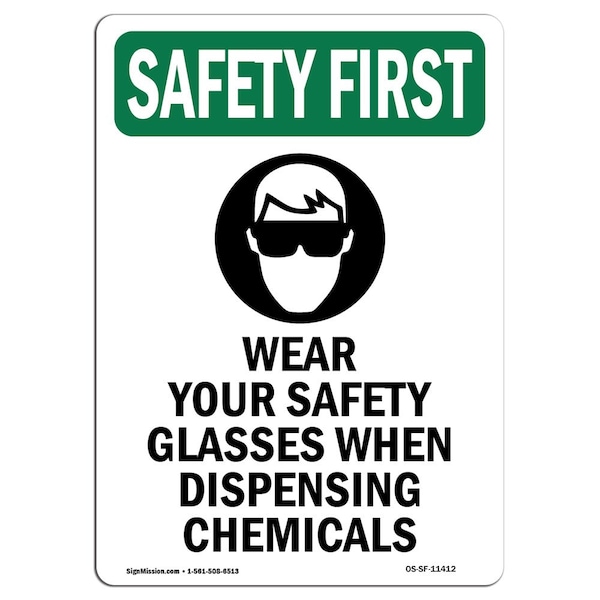 Signmission OSHA Sign, Wear Your Glasses W/ Symbol, 10in X 7in Rigid Plastic, 7" W, 10" H, Portrait OS-SF-P-710-V-11412 - main